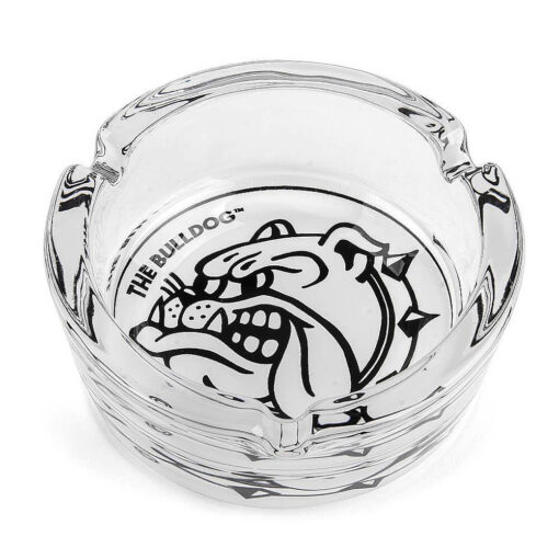 The Bulldog Glass Ashtray Head Black & White