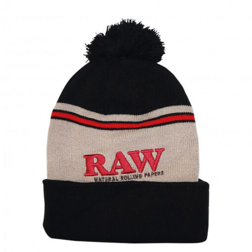 Raw Pompom Hats Black & Brown