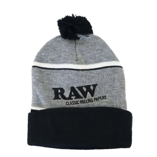 Raw Pompom Hats Black & Grey