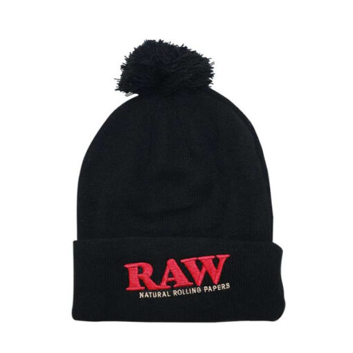 Raw Pompom Hats Black